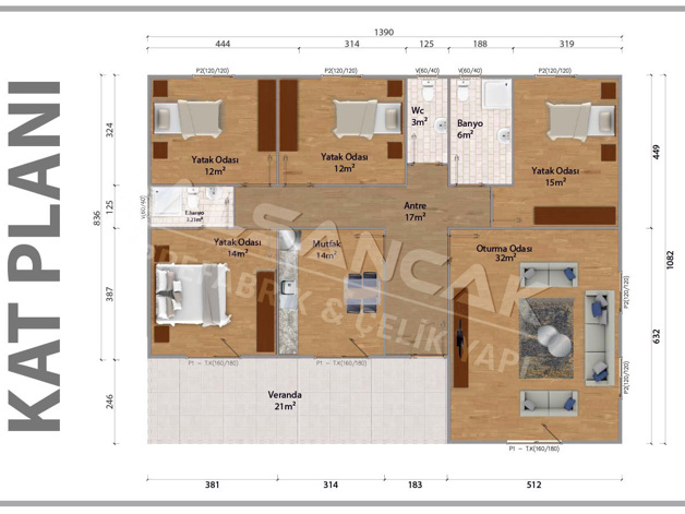 150 M2 Prefabrik Ev