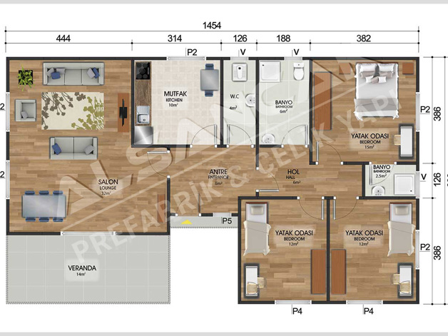 123 M2 Prefabrik Ev