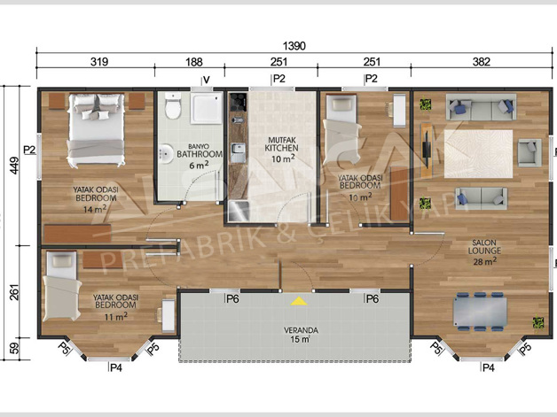 102 M2 Çelik Ev